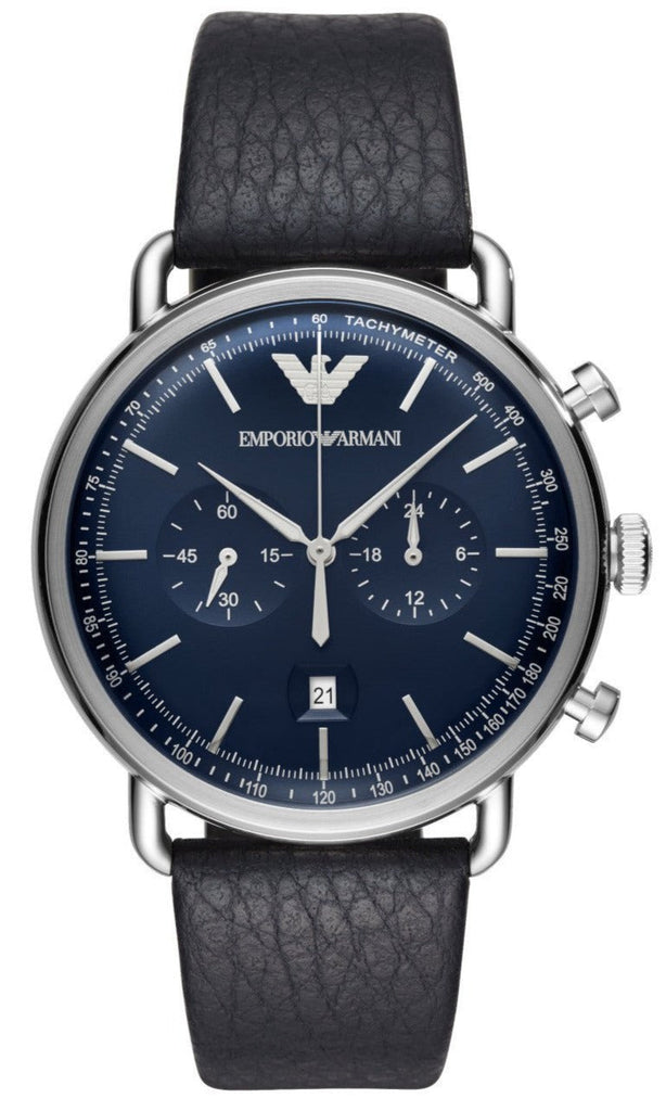 Emporio Armani Aviator Blue Dial Blue Leather Strap Watch For Men - AR11105 Buy Now By Emporio Armani