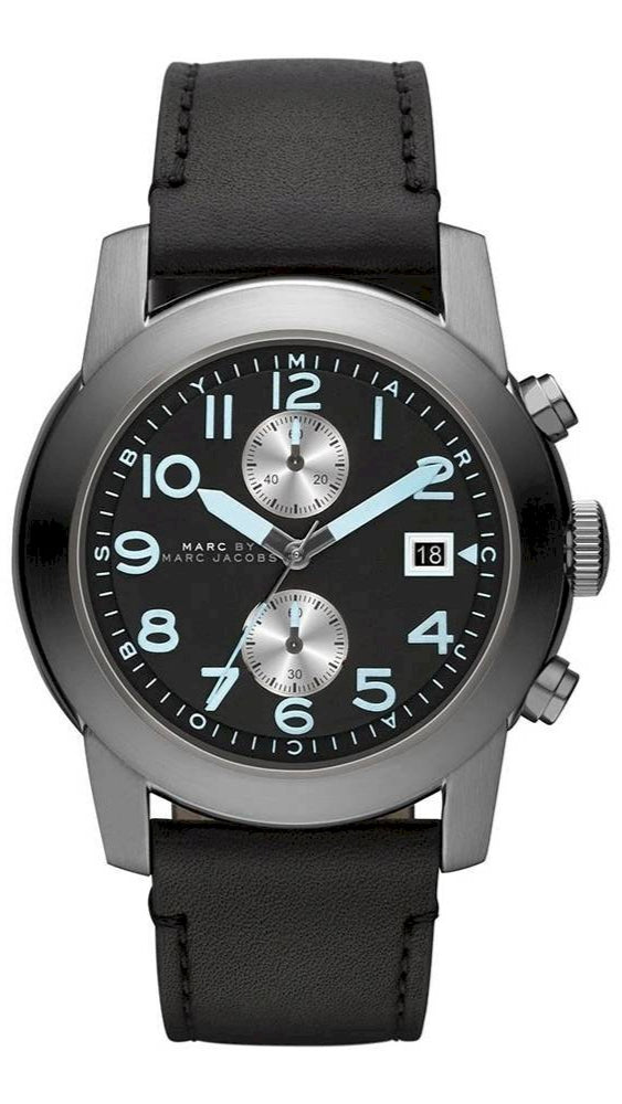 Marc Jacobs Larry Chronograph Black Dial Black Leather Strap Watch for Men - MBM5054 Buy Now By Marc Jacobs