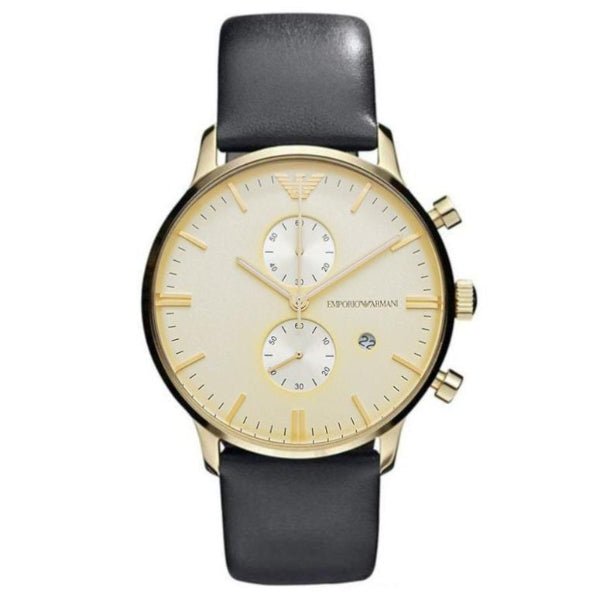 Emporio Armani Gianni Beige Dial Grey Leather Strap Watch For Men - AR0386 Buy Now By Emporio Armani