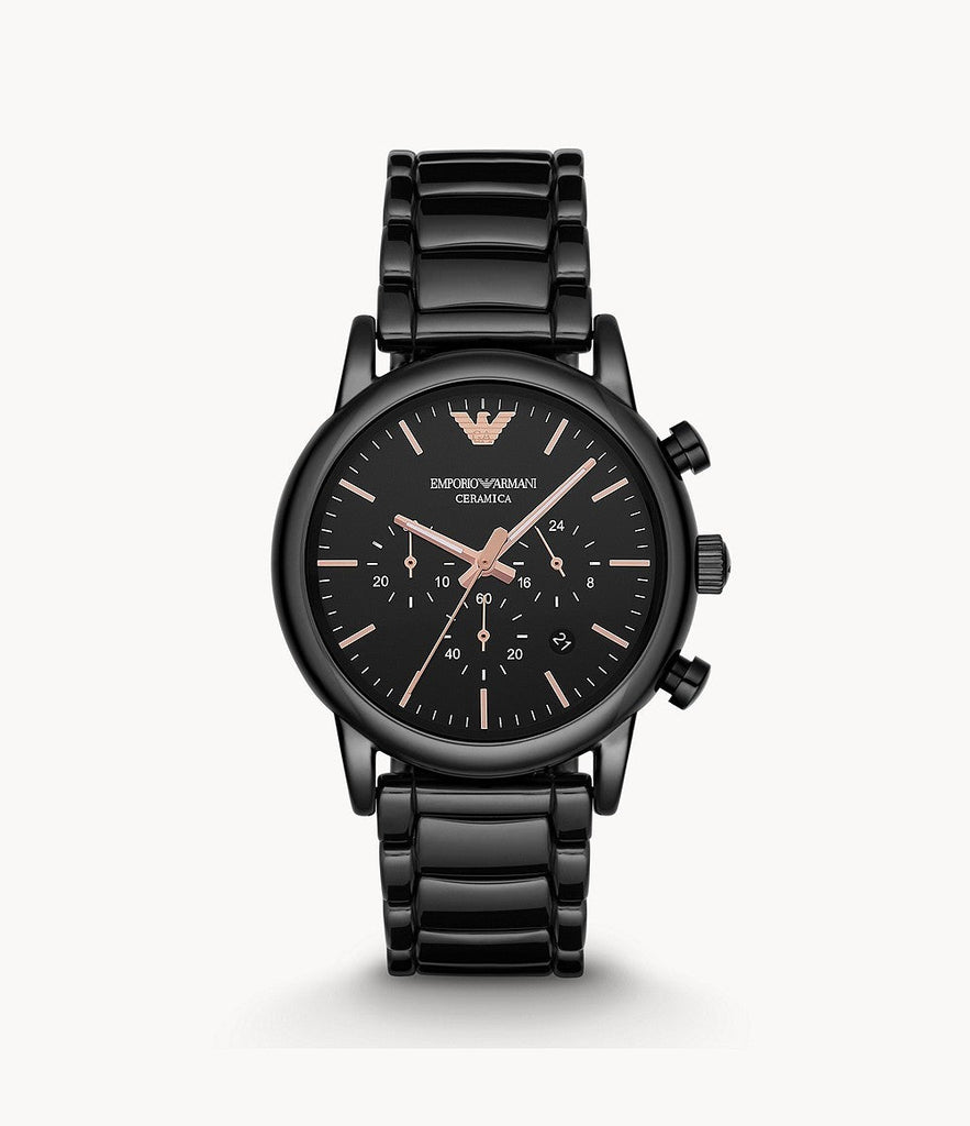 Emporio Armani Luigi Ceramic Chronograph Black Dial Black Strap Watch For Men - AR1509 Buy Now By Emporio Armani