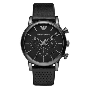Emporio Armani Luigi Chronograph Black Dial Black Leather Strap Watch For Men - AR1737 Buy Now By Emporio Armani