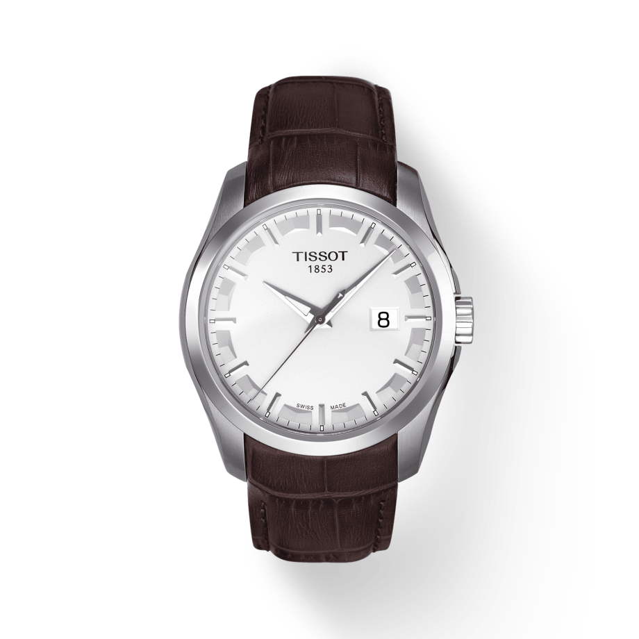 Tissot T Classic Couturier Chronograph White Dial Brown Leather Strap Watch For Men - T035.410.16.031.00 Buy Now By Tissot