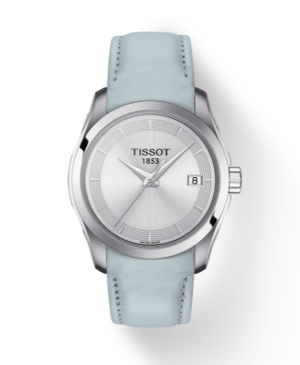 Tissot T Classic Couturier Silver Dial Light Blue Leather Strap Watch For Women - T035.210.16.031.02 Buy Now By Tissot