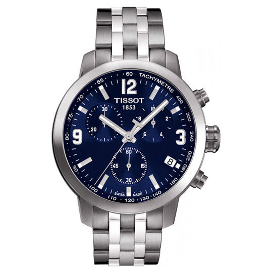 Tissot PRC 200 Chronograph Blue Dial Silver Steel Strap Watch For Men - T055.417.11.047.00 Buy Now By Tissot