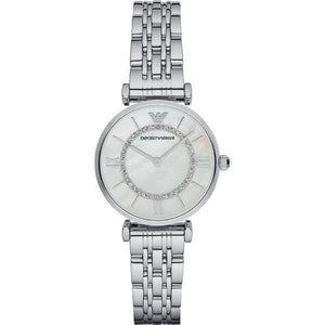 Emporio Armani Gianni T-Bar Mother of Pearl Dial Silver Stainless Steel Watch For Women - AR1908 Buy Now By Emporio Armani