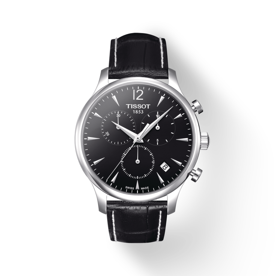 Tissot Tradition Chronograph Black Dial Black Leather Strap Watch For Men - T0636171605700 Buy Now By Tissot