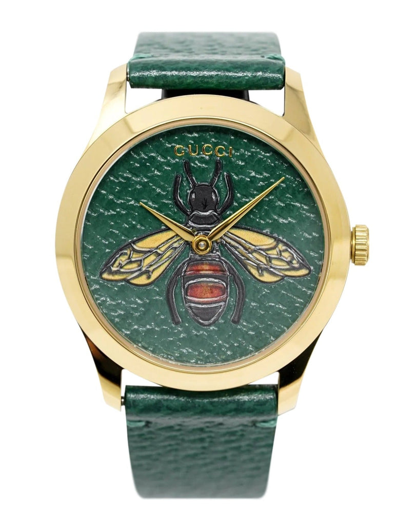 Gucci G Timeless Bee Green Dial Green Leather Strap Watch For Women - YA1264065 Buy Now By Gucci