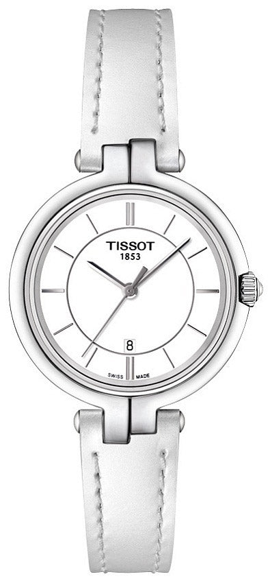 Tissot T Lady Flamingo White Dial White Leather Strap Watch For Women - T094.210.16.011.00 Buy Now By Tissot