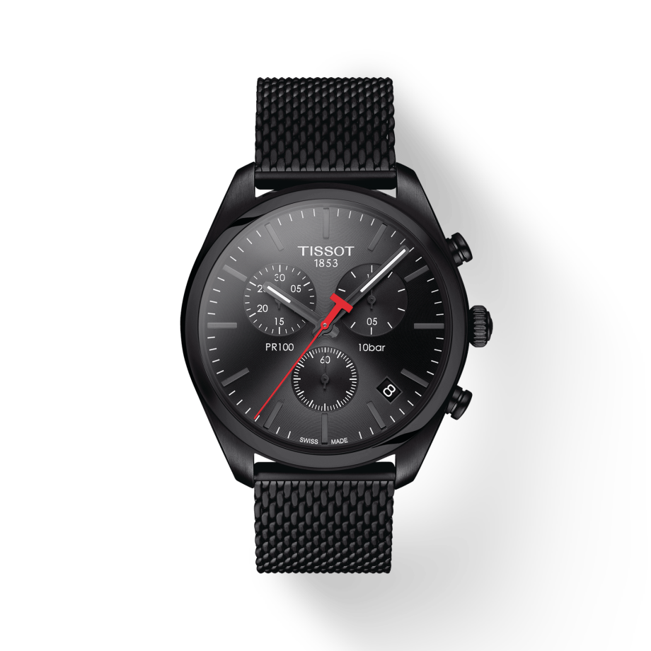 Tissot T Classic PR 100 Chronograph Black Dial Black Mesh Bracelet Watch For Men - T101.417.33.051.00 Buy Now By Tissot