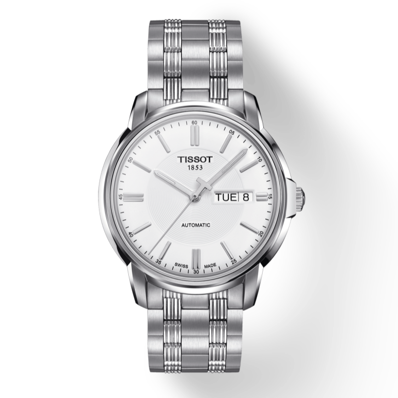 Tissot Automatics III Day Date White Dial Silver Steel Strap Watch For Men - T065.430.11.031.00 Buy Now By Tissot