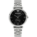 Emporio Armani Retro Black Dial Silver Steel Strap Watch For Men - AR1676 Buy Now By Emporio Armani