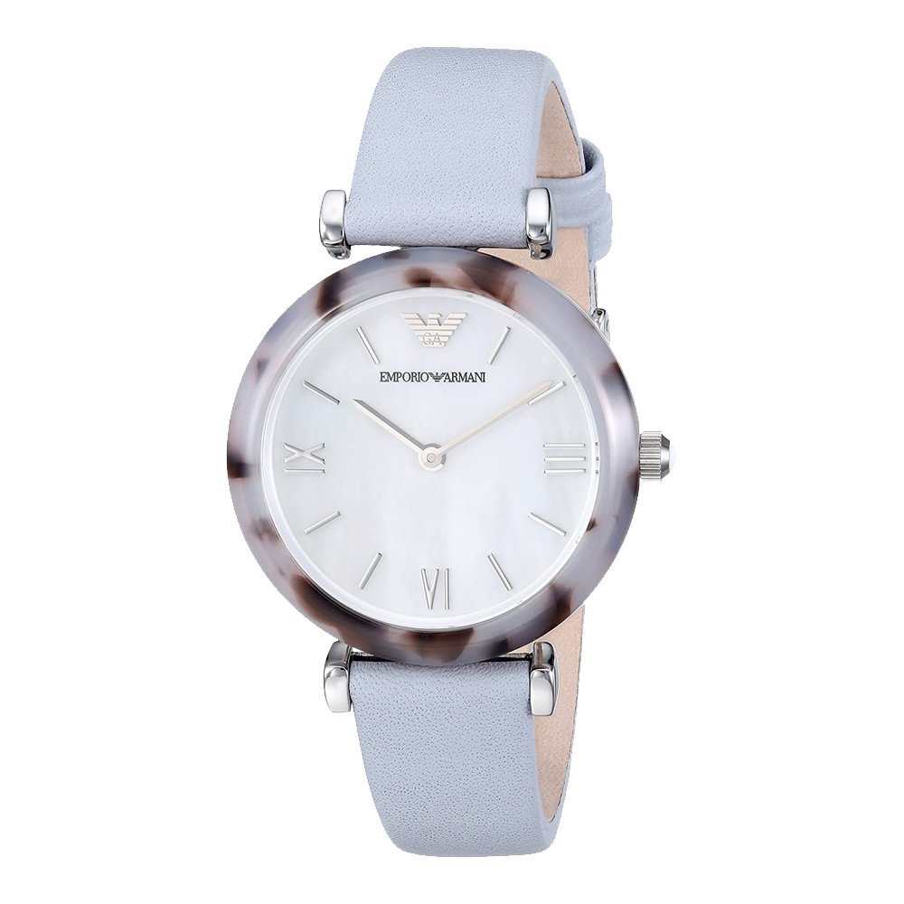 Emporio Armani White Dial Light Blue Leather Strap Watch For Women - AR11002 Buy Now By Emporio Armani