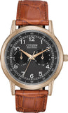 Citizen Eco Drive Multi Function Day & Date Black Dial Brown Leather Strap Watch For Men - AO9003-08E Buy Now By Citizen