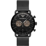 Emporio Armani Aviator Black Dial Black Mesh Bracelet Watch For Men - AR11142 Buy Now By Emporio Armani