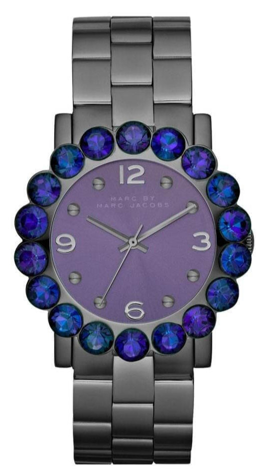 Marc Jacobs Amy Purple Dial Black Steel Strap Watch for Women - MBM3224 Buy Now By Marc Jacobs