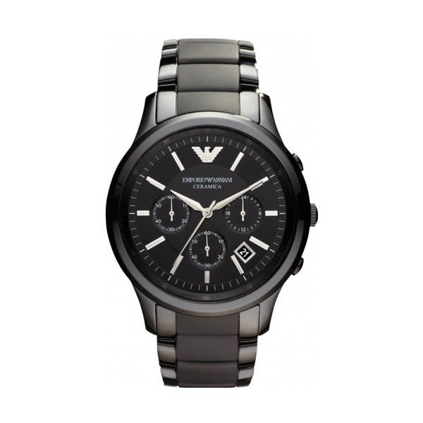 Emporio Armani Ceramica Chronograph Black Dial Black Strap Watch For Men - AR1452 Buy Now By Emporio Armani