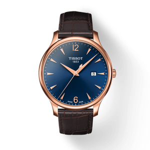 Tissot T Classic Tradition Blue Dial Brown Leather Strap Watch For Men - T063.610.36.047.00 Buy Now By Tissot