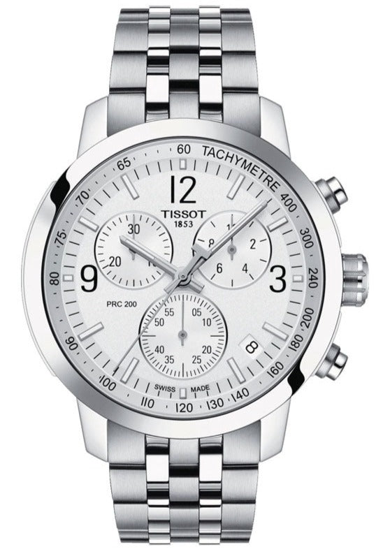 Tissot T Sport PRC 200 Chronograph White Dial Silver Steel Strap Watch For Men - T114.417.11.037.00 Buy Now By Tissot