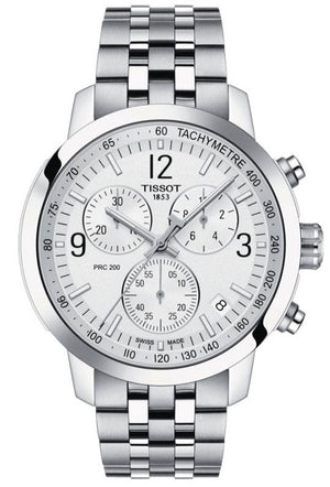 Tissot T Sport PRC 200 Chronograph White Dial Silver Steel Strap Watch For Men - T114.417.11.037.00 Buy Now By Tissot
