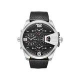 Diesel Uber Chief Oversized 4 Time Black Dial Leather Strap Watch For Men - DZ7376 Buy Now By Diesel