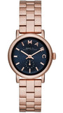 Marc Jacobs Baker Navy Blue Dial Rose Gold Steel Strap Watch for Women - MBM3332 Buy Now By Marc Jacobs