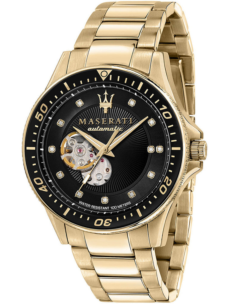 Maserati SFIDA Black Dial Yellow Gold Toned Stainless Steel Watch For Men - R8823140003 Buy Now By Maserati