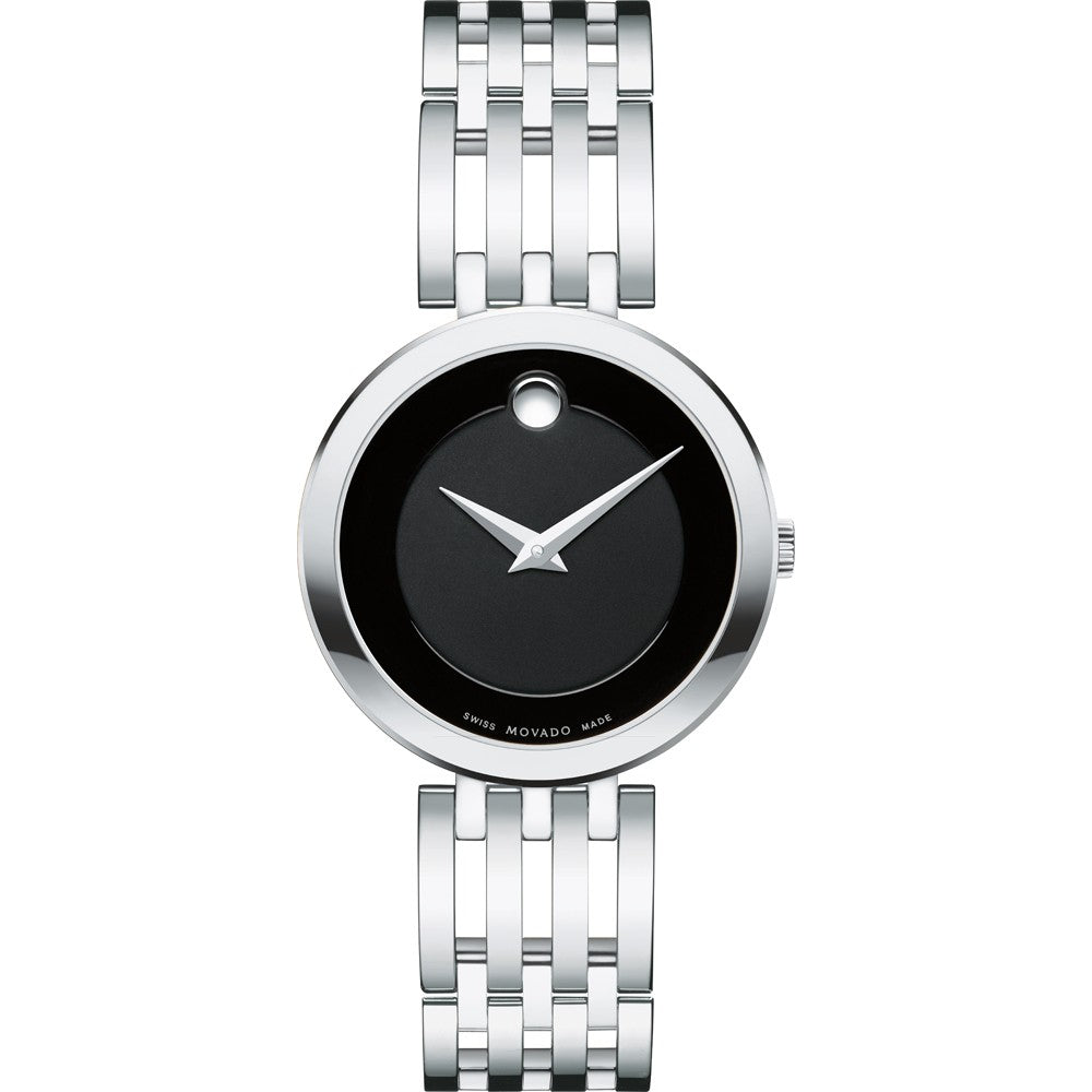 Movado Esperanza 28mm Black Dial Silver Steel Strap Watch For Women - 0607051 Buy Now By Movado