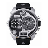 Diesel Mr Daddy Chronograph White Dial Black Leather Strap Watch For Men - DZ7125 Buy Now By Diesel