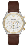 Emporio Armani Chronograph White Dial Brown Leather Strap Watch For Men - AR11033 Buy Now By Emporio Armani