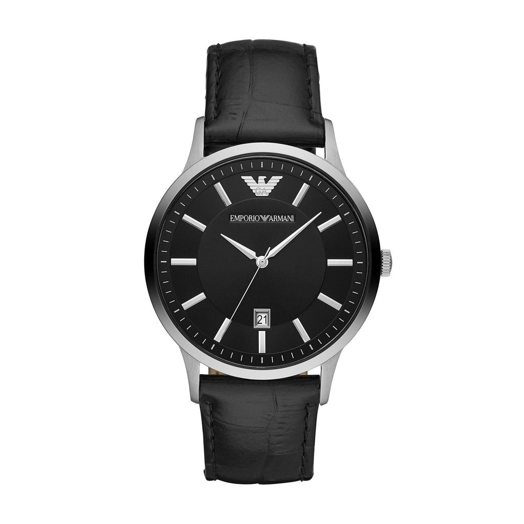 Emporio Armani Renato Black Dial Leather Strap Watch For Men - AR2411 Buy Now By Emporio Armani