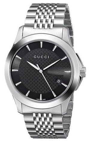 Gucci G Timeless Black Dial Silver Steel Strap Watch For Men - YA126402 Buy Now By Gucci