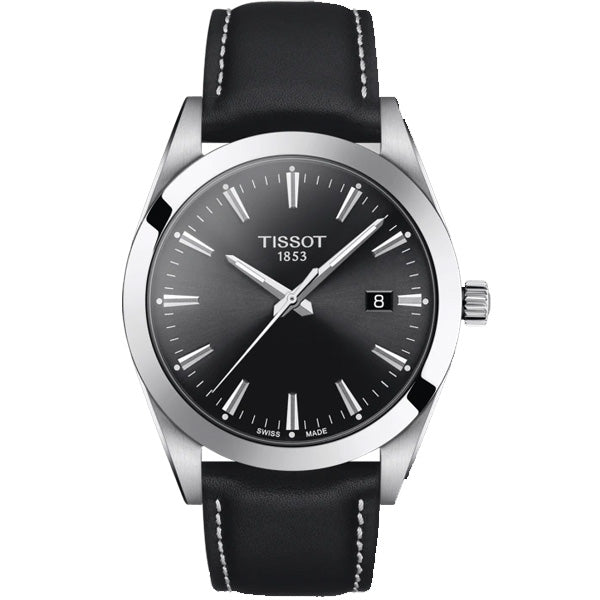 Tissot Gentleman Black Dial Black Leather Strap Watch For Men - T127.410.16.051.00 Buy Now By Tissot
