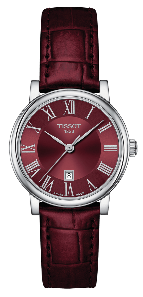 Tissot Carson Premium Lady Maroon Dial Maroon Leather Strap Watch For Women - T122.210.16.373.00 Buy Now By Tissot