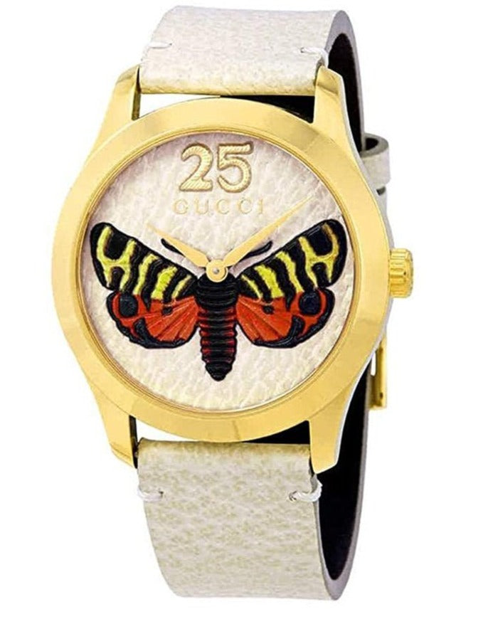 Gucci G Timeless Butterfly White Dial White Leather Strap Watch For Women - YA1264062 Buy Now By Gucci