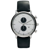 Emporio Armani Gianni White Dial Black Leather Strap Watch For Men - AR0385 Buy Now By Emporio Armani