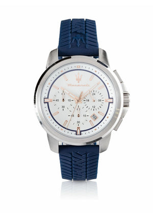 Maserati Successo Chronograph White Dial Blue Rubber Strap Watch For Men - R8871621013 Buy Now By Maserati