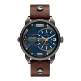 Diesel Mini Daddy Analog Blue Dial Brown Leather Strap Watch For Men - DZ7339 Buy Now By Diesel