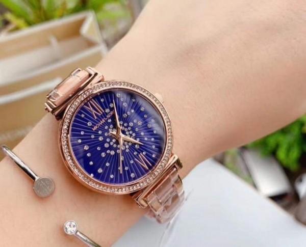 Michael Kors Darci Blue Dial Rose Gold Steel Strap Watch for Women - MK3728 Buy Now By Michael Kors