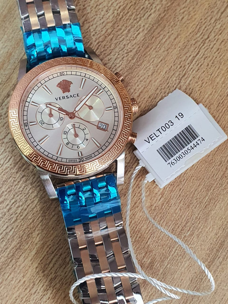 Versace Sport Tech Chronograph While Dial Two Tone Steel Strap Watch for Men - VELT00319 Buy Now By Versace