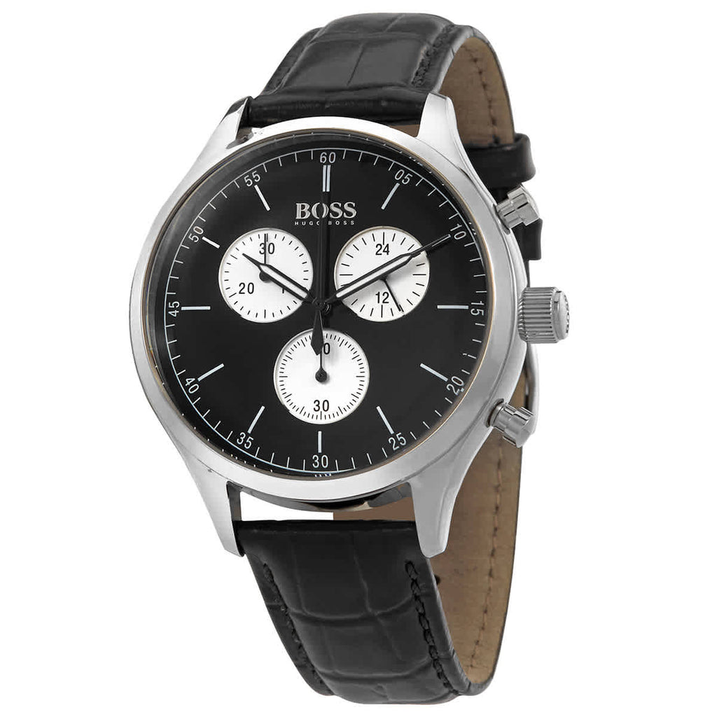 Hugo Boss Companion Black Dial Black Leather Strap Watch for Men - 1513543 Buy Now By Hugo Boss