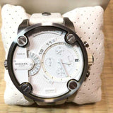 Diesel Badass Chronograph White Dial White Leather Strap Watch For Men - DZ7265 Buy Now By Diesel