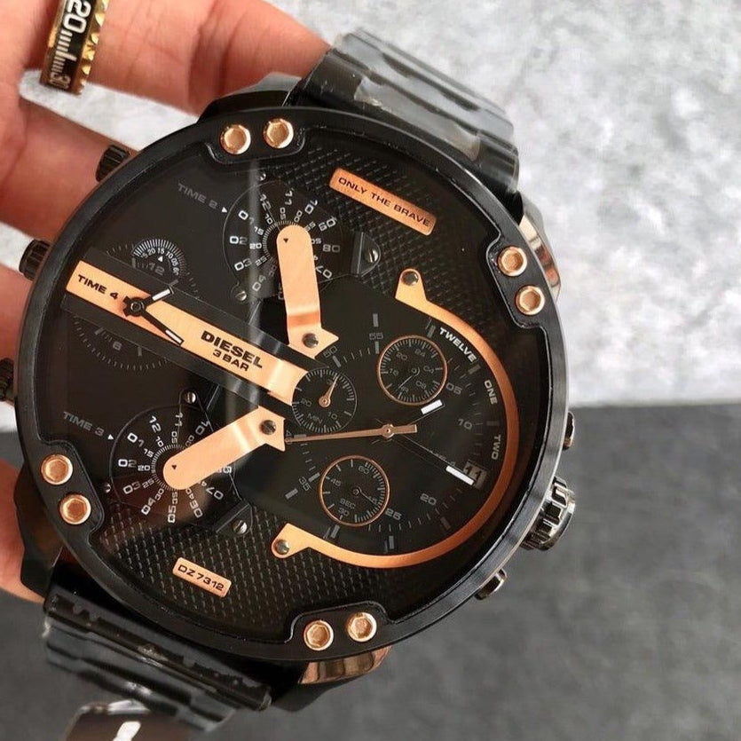 Diesel Big Daddy Chronograph Black Dial Black Steel Strap Watch For Men - DZ7312 Buy Now By Diesel