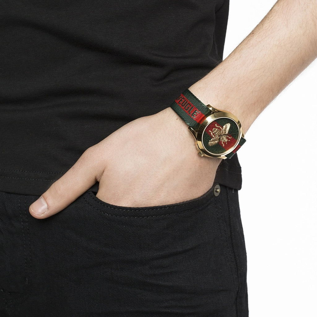 Gucci Le Marche des Merveilles Green & Red Dial Green & Red NATO Strap Unisex Watch - YA126487 Buy Now By Gucci