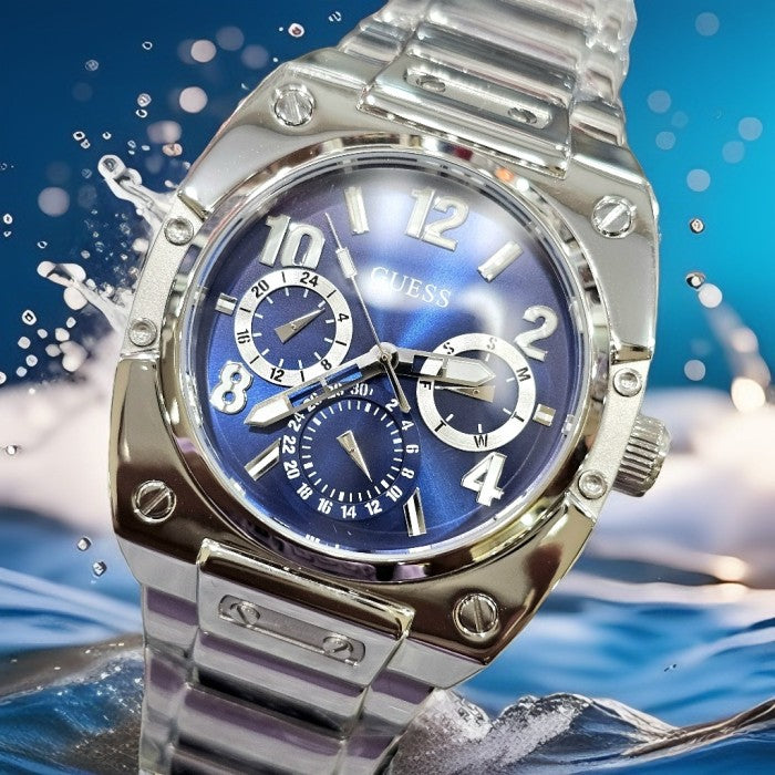 Guess Prodigy Chronograph Blue Dial Silver Steel Strap Watch For Men - GW0624G1 Buy Now By Guess