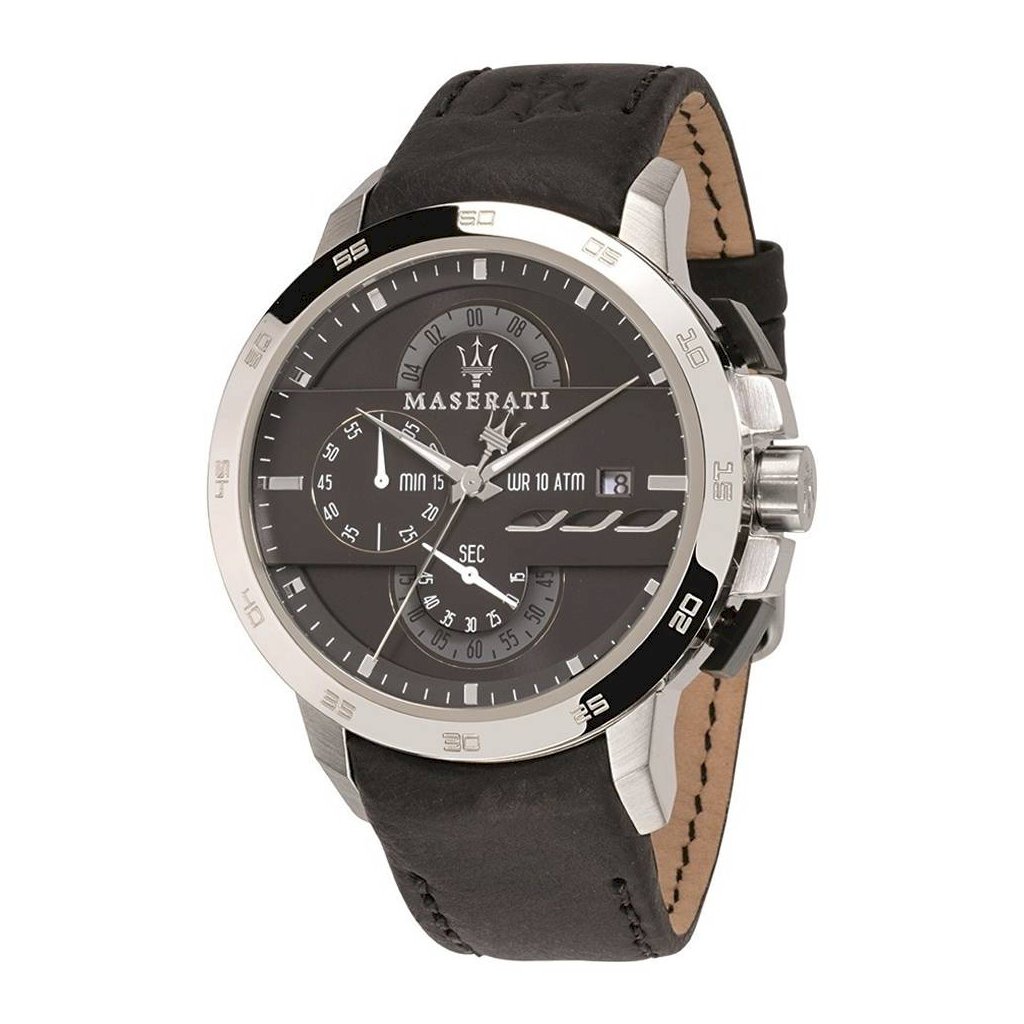 Maserati Ingegno Chronograph Black Dial Black Leather Strap Watch For Men - R8871619004 Buy Now By Maserati
