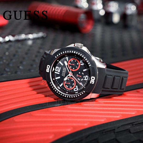 Guess Tread Black Dial Black Rubber Strap Watch for Men - W0967G1 Buy Now By Guess
