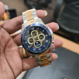 Fossil Grant Sport Automatic Skeleton Blue Dial Two Tone Steel Strap Watch for Men - ME3141