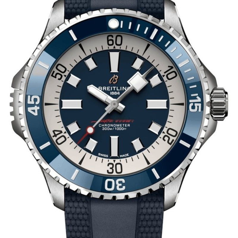 Breitling Superocean Automatic 46 Blue Dial Blue Rubber Strap Watch for Men - A17378E71C1S1 Buy Now By Breitling