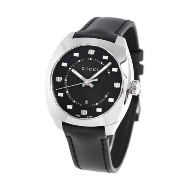 Gucci GG2570 Quartz Black Dial Black Leather Strap Watch For Men - YA142307 Buy Now By Gucci