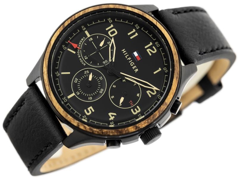 Tommy Hilfiger Asher Chronograph Black Dial Black Leather Strap Watch For Men - 1791854 Buy Now By Tommy Hilfiger